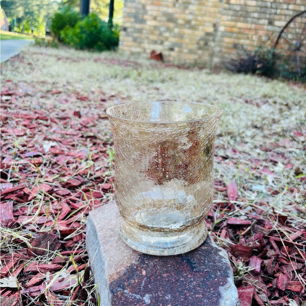 Elegant Crackle Glass Votive Holder